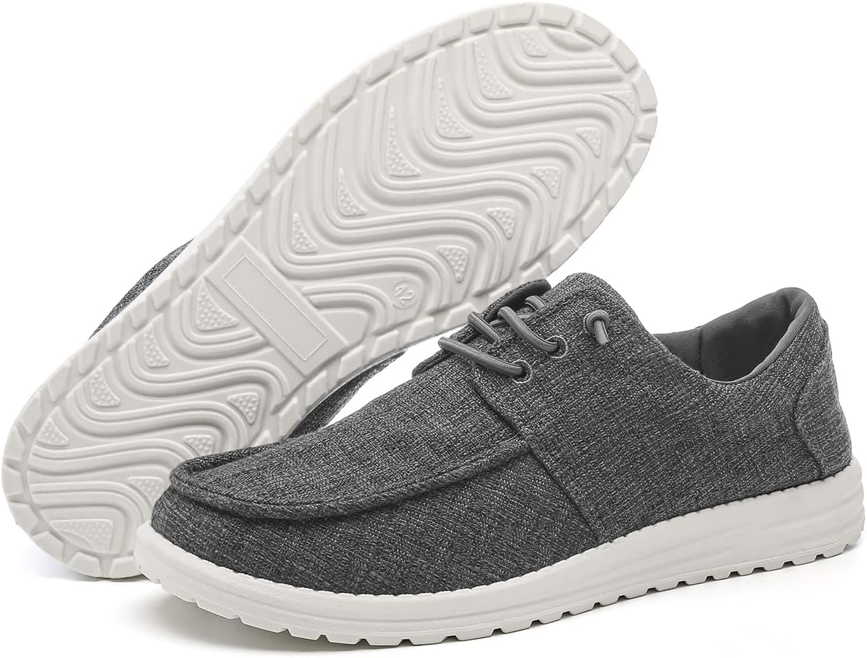 Men's Lightweight Soft Deck Shoes, Cotton Canvas Loafers for Casual Occasions