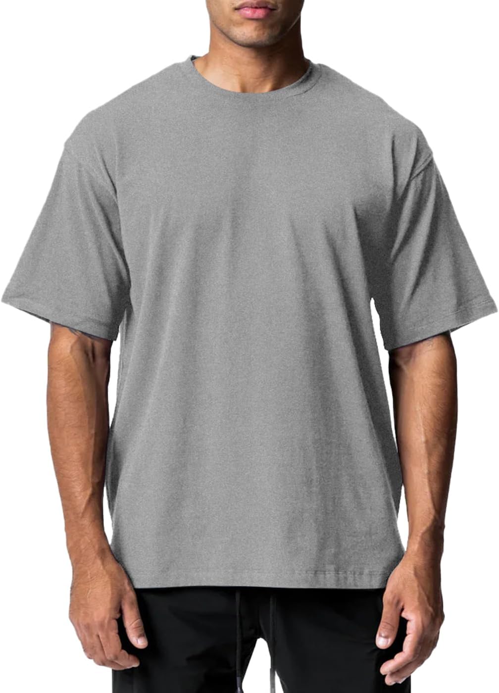 Men's Cotton Short Sleeve Crew Neck Shirts Athletic Tops Tees Oversized Gym Clothes for Men S-XXL