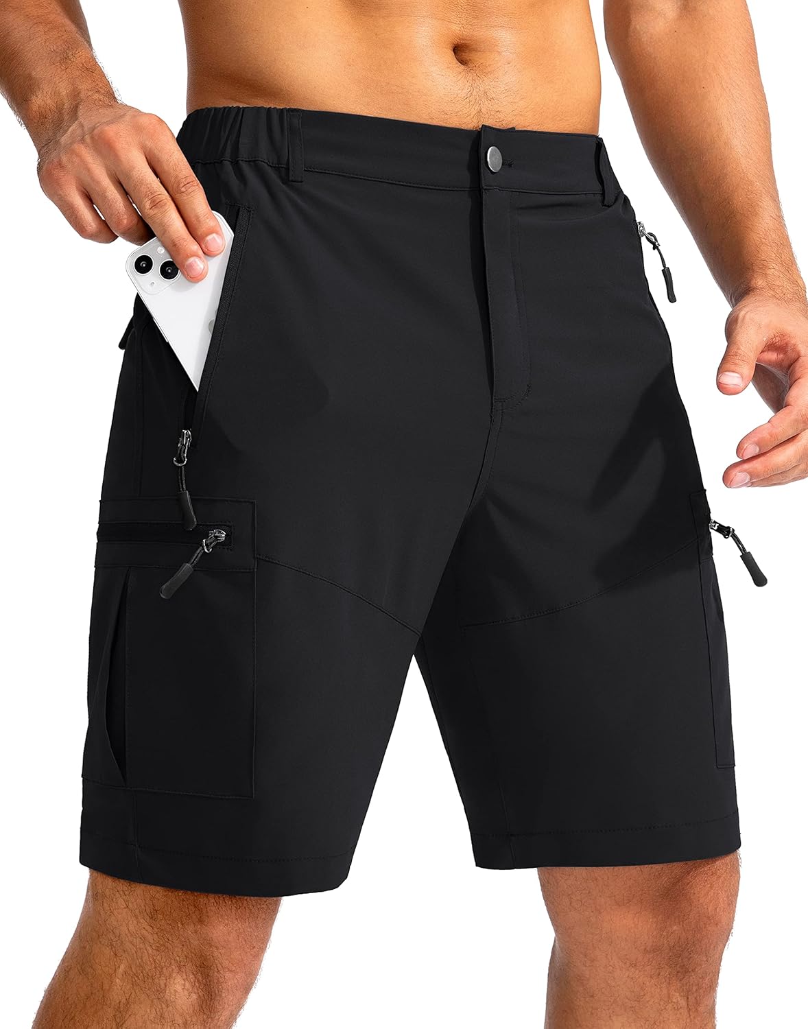 Men's Hiking Cargo Shorts 9" Lightweight Outdoor Work Shorts for Men Travel Golf Camping Casual with 5 Zipper Pockets