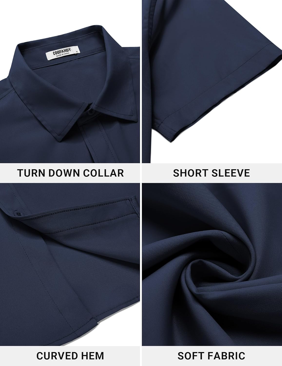 Men's Button Down Shirt Short Sleeve Dress Shirt Casual Beach Summer Wedding Shirt