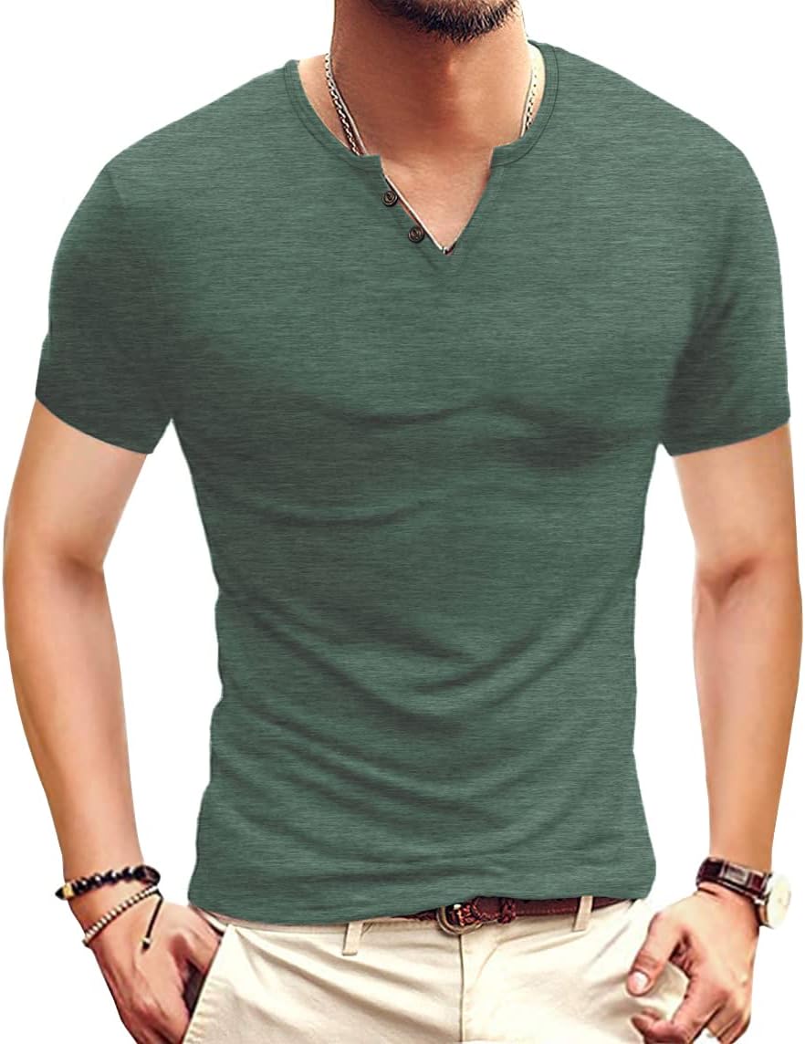 Men's Casual Slim Fit Basic Henley Short/Long Sleeve Fashion T-Shirt