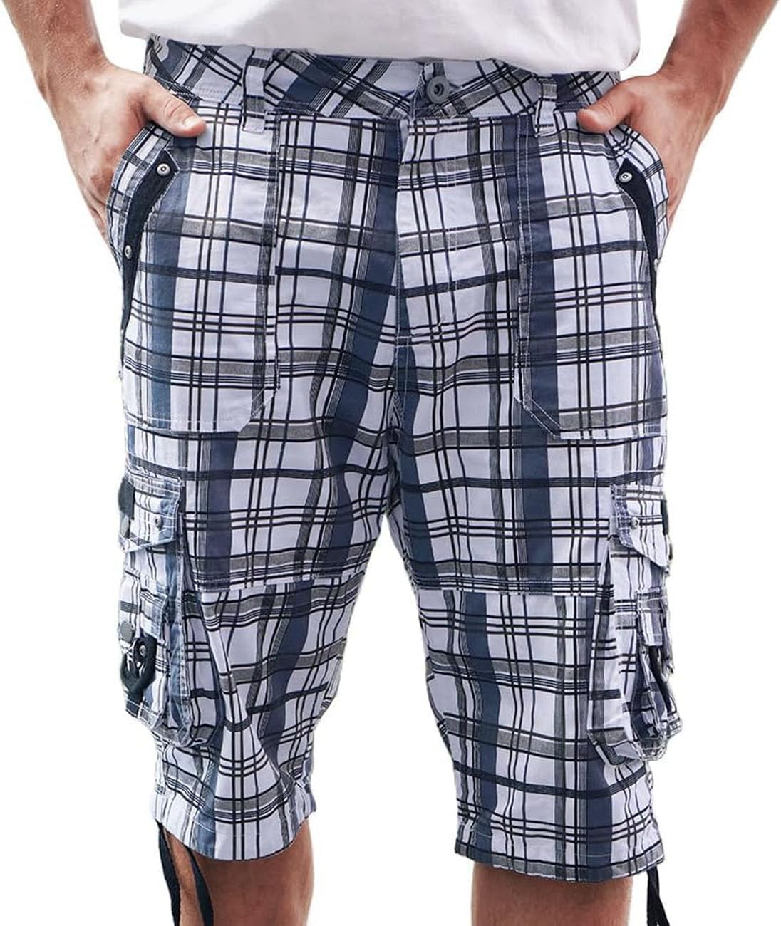 Men's Ripstop Cargo Shorts-Long Cotton Twill Straight Leg for Work Outdoor